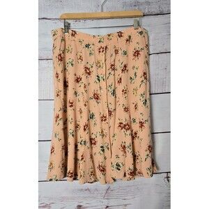 Jacque & Koko Womens Size 22/24 Peach Floral Button Front A-Line Elastic Waist